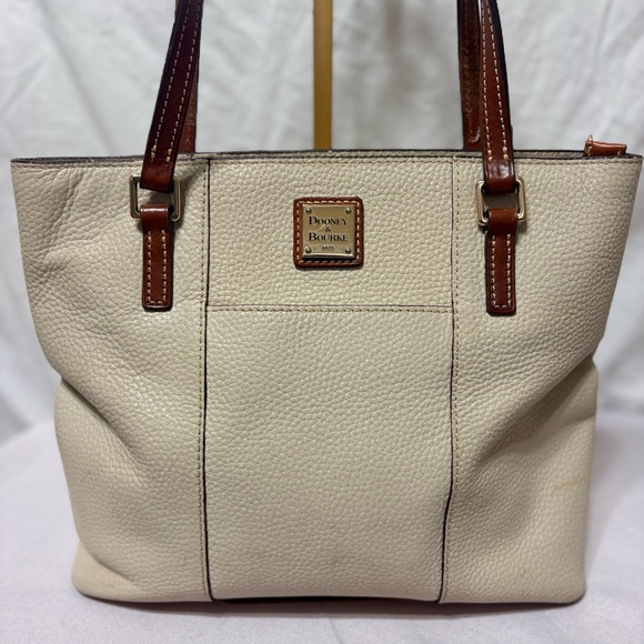 Dooney & Bourke Cream/Tan Pebbled Tote Shoulder Bag - Picture 3 of 15
